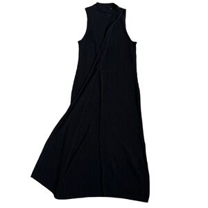 GUESS BLACK RIBBED KNIT MOCK NECK TANK WITH SLIT IP FRONT SIZE XS